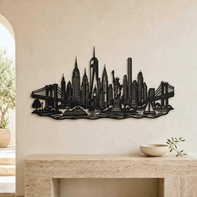 New York Skyline Flow Metal Wall Art | Travel and City Wall Decor - lifestyle view 3