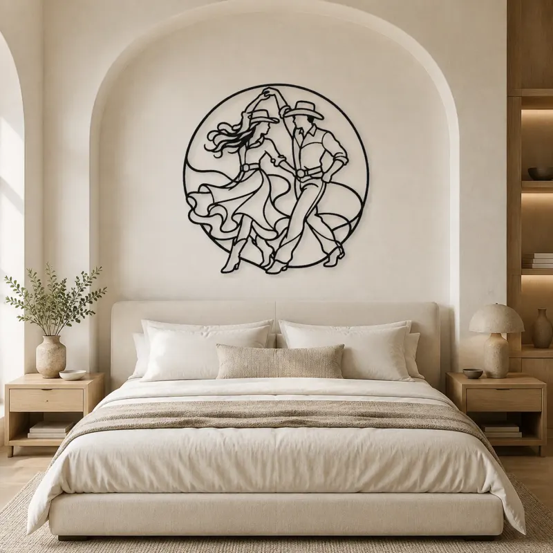 Country Line Dance Metal Wall Art | Couple Dance Wall Decor - lifestyle view 2
