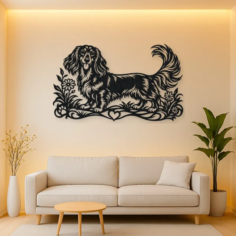 Dachshund Long Line Metal Wall Art | Pet Lover Silhouette Decor