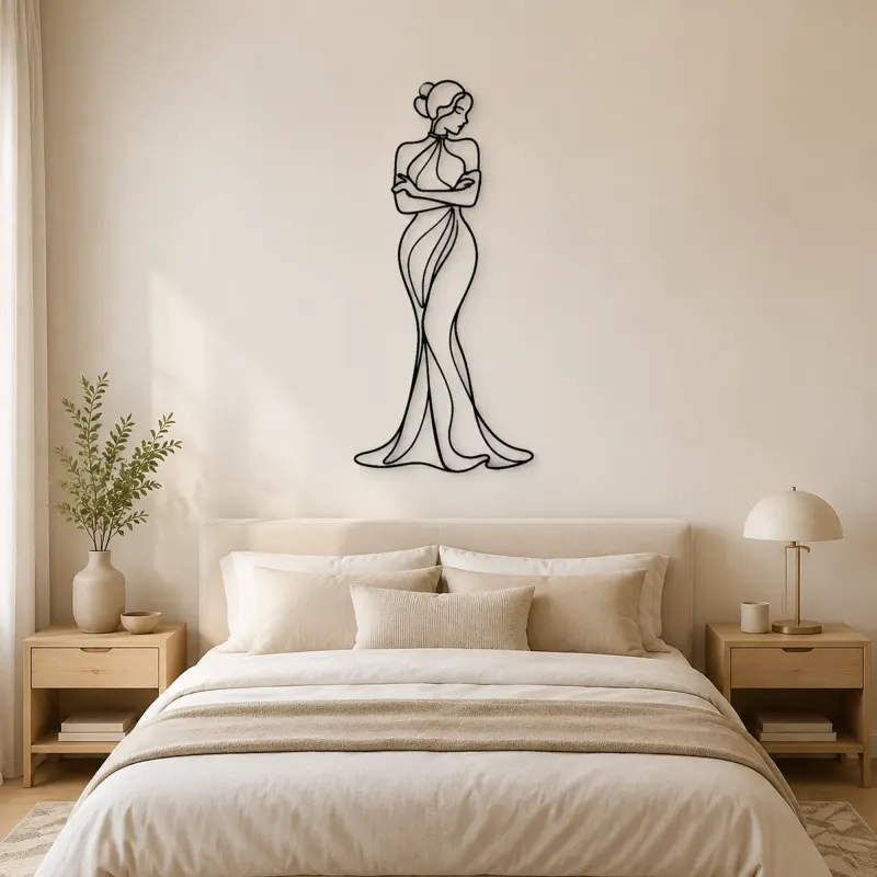 Arms Crossed Muse Metal Wall Art | Feminine Figure Wall Decor - lifestyle view 3