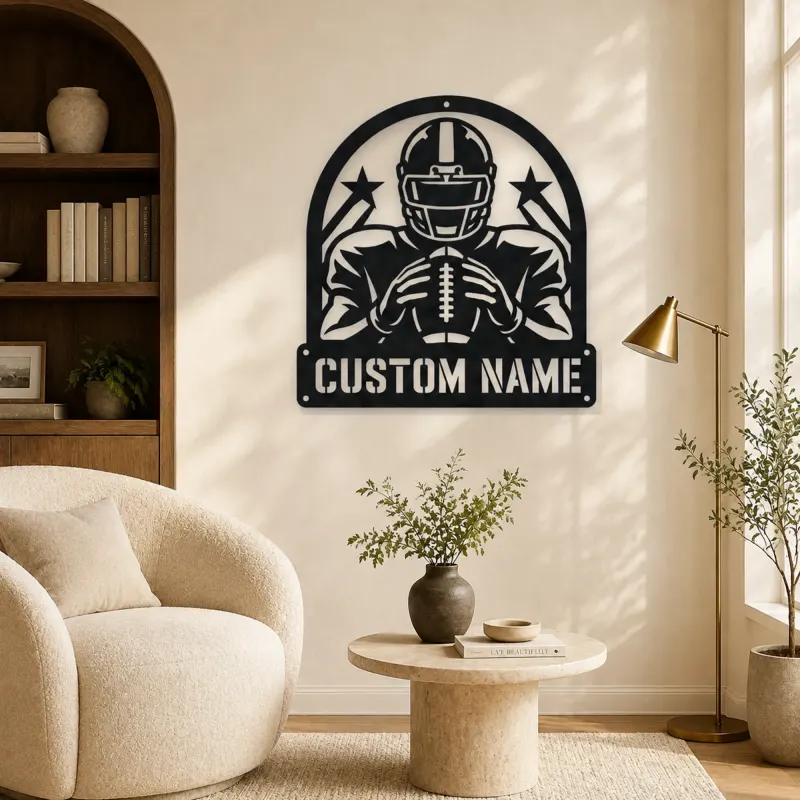 Personalized Football Player Rising Stars Metal Wall Art - lifestyle view 5
