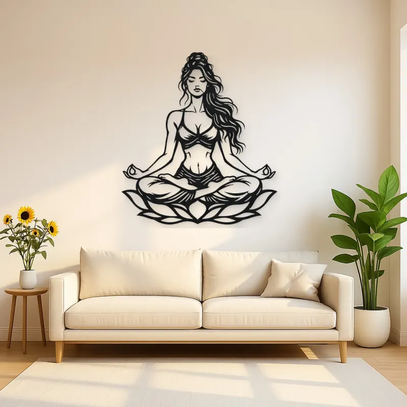 Lotus Meditation Metal Wall Art | Movement Silhouette Decor