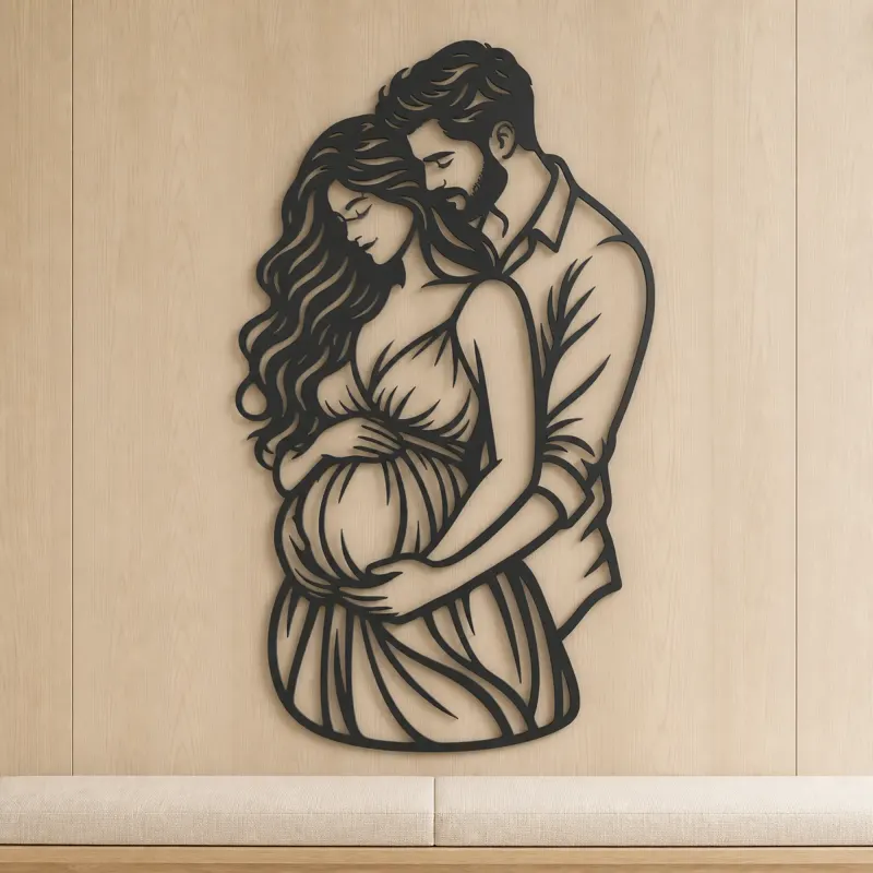 Expecting Parents Metal Wall Art | Family Silhouette Decor - lifestyle view 5