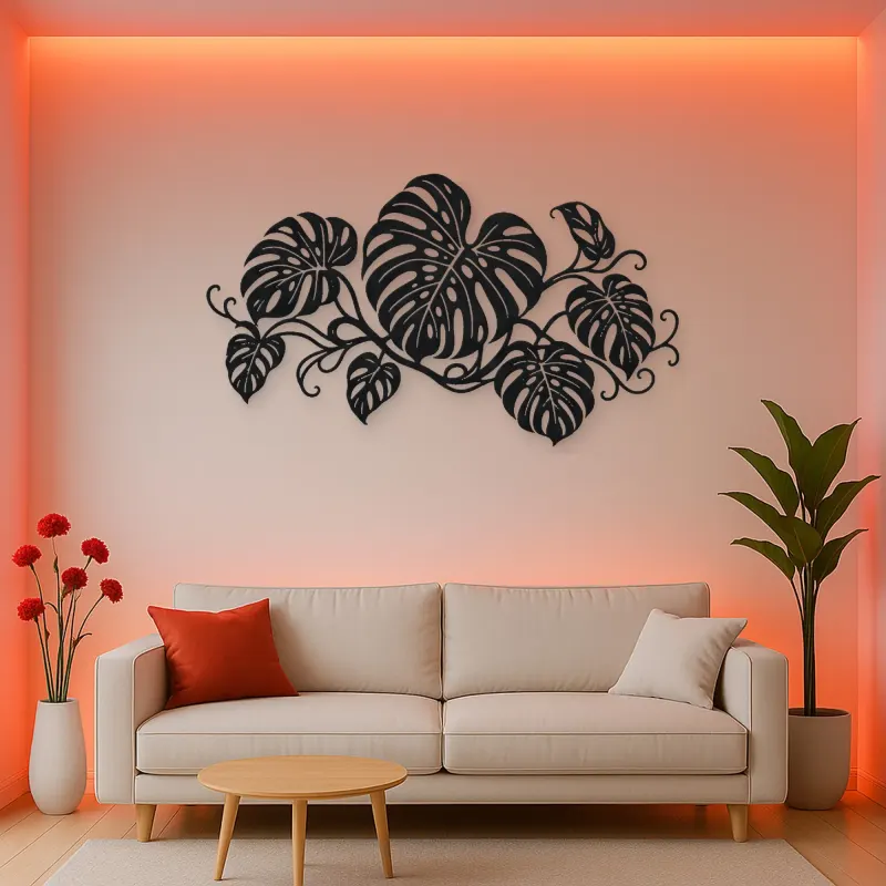 Monstera Leaf Rhythm Metal Wall Art | Botanical Metal Wall Decor
