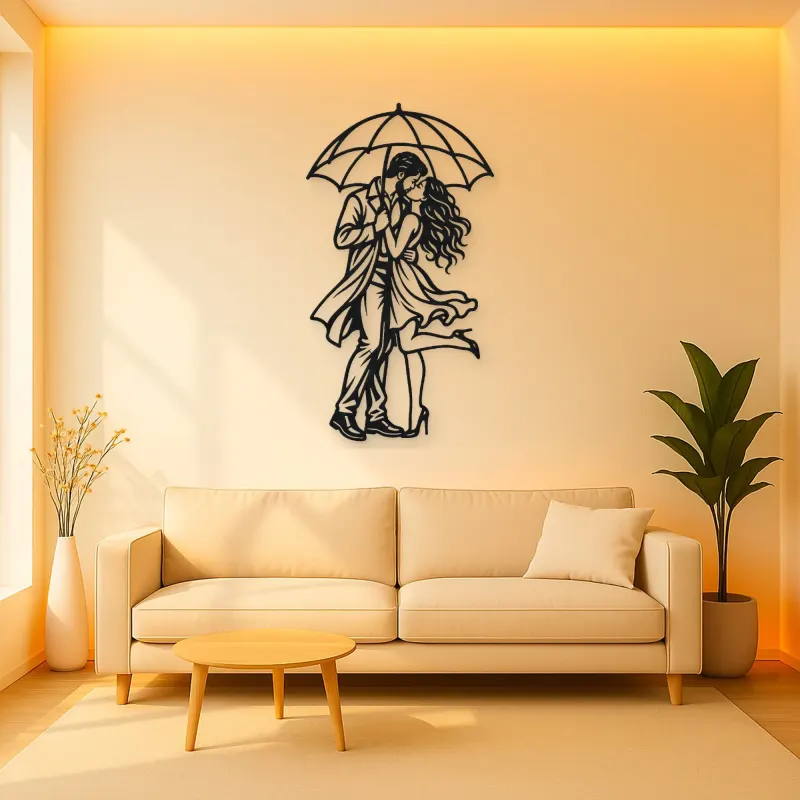 Under One Umbrella Metal Wall Art | Romantic Couple Decor