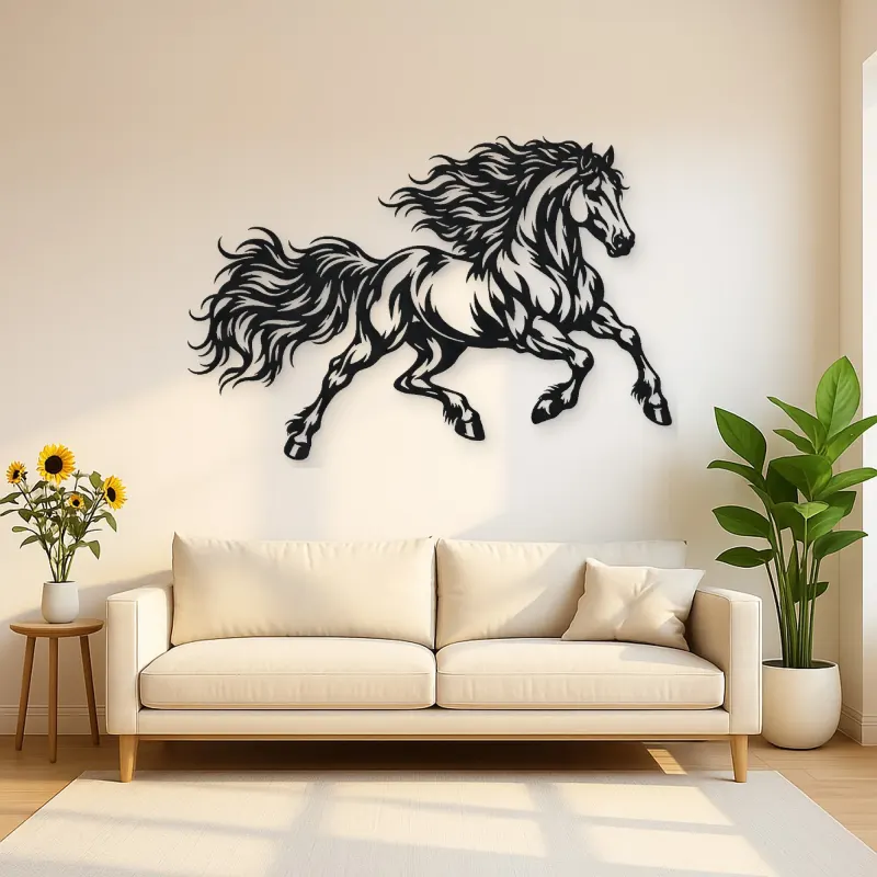 Running Stallion Metal Wall Art | Equestrian Wall Decor