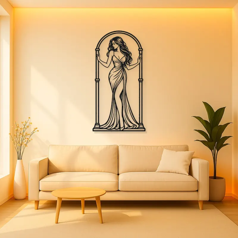 Woman in Arch Metal Wall Art | Minimalist Woman Line Art