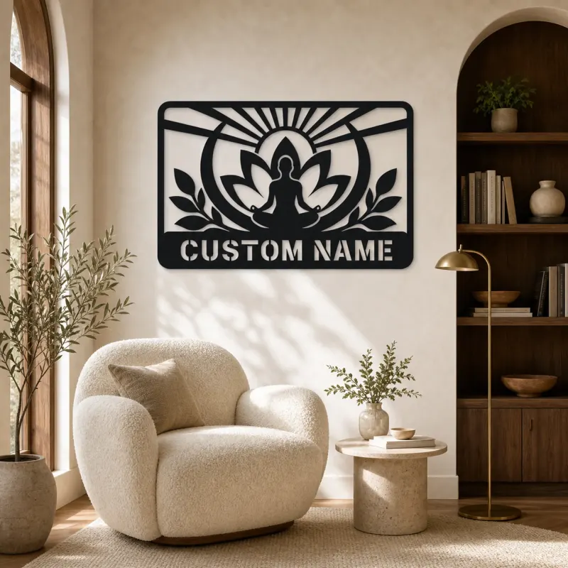 Personalized Meditation Lotus Metal Wall Art - lifestyle view 5