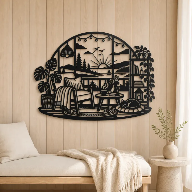 Cozy Home Horizon Metal Wall Art | Nature Silhouette Decor - lifestyle view 5
