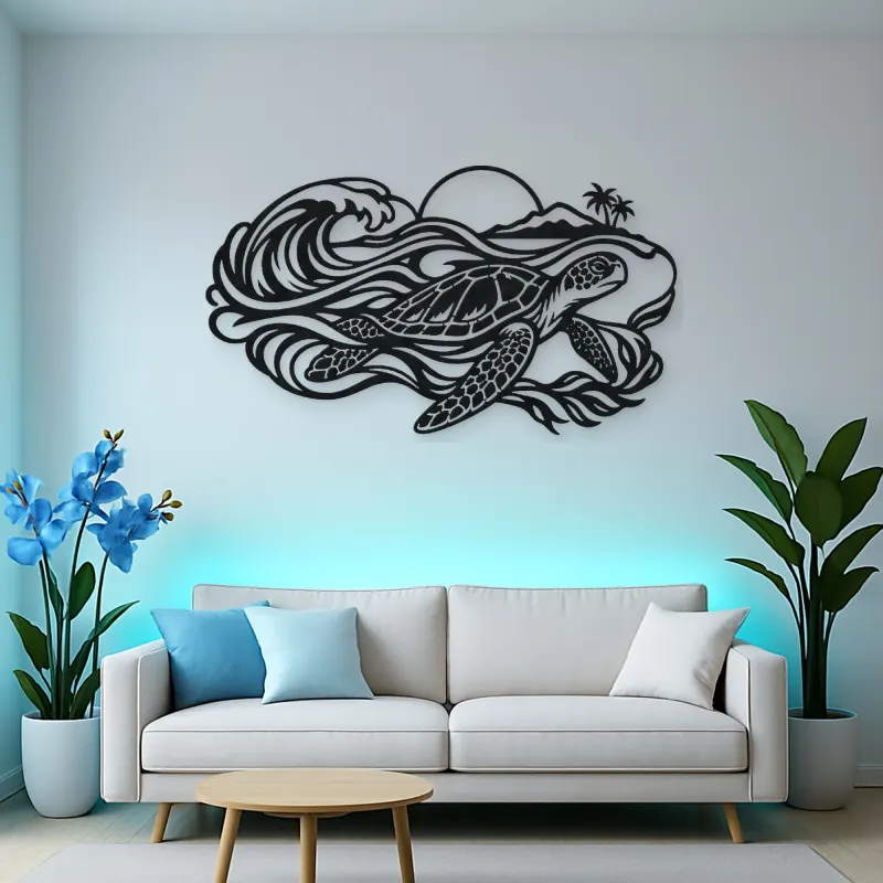 Sea Turtle Current Metal Wall Art | Coastal and Nautical Wall Decor