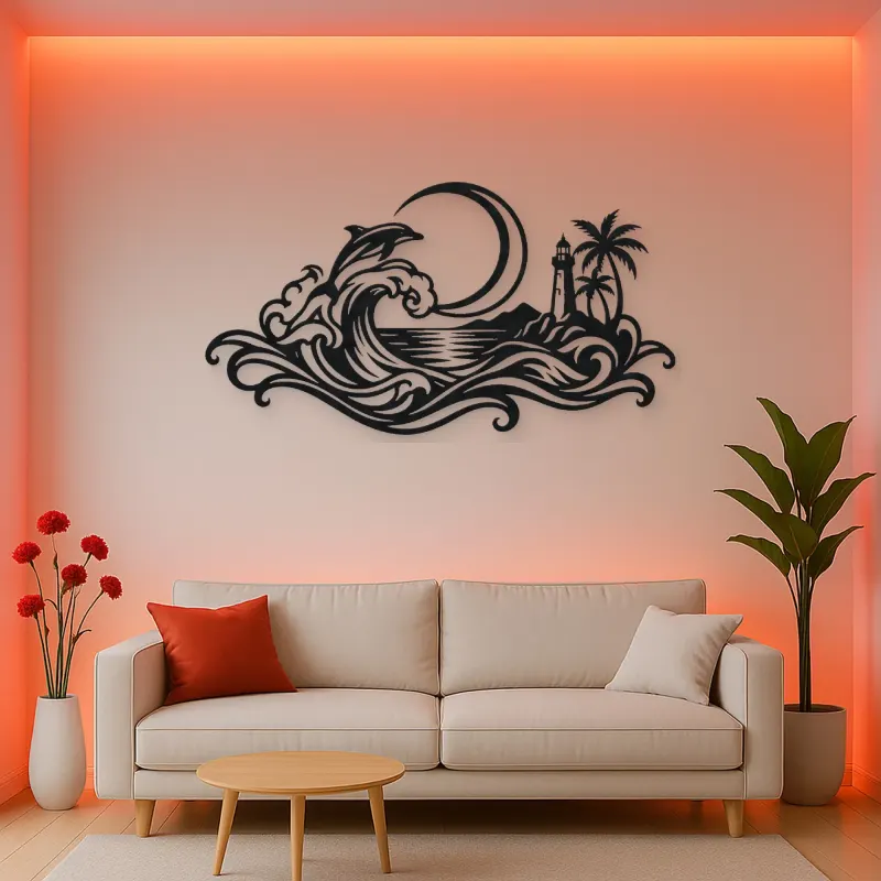Crescent Moon Tide Metal Wall Art | Coastal and Nautical Wall Decor