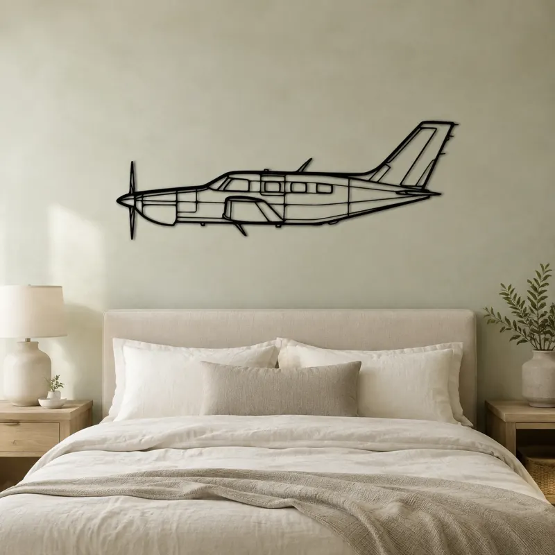 PA-46-350P Malibu Mirage Airplane Silhouette Metal Wall Art, Metal Aircraft Silhouette, Aviation Wall Decor, Aviator Decor - lifestyle view 2