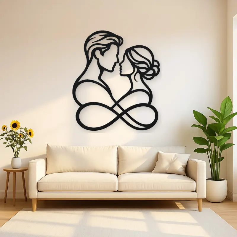 Intertwined Profiles Metal Wall Art | Romantic Couple Decor