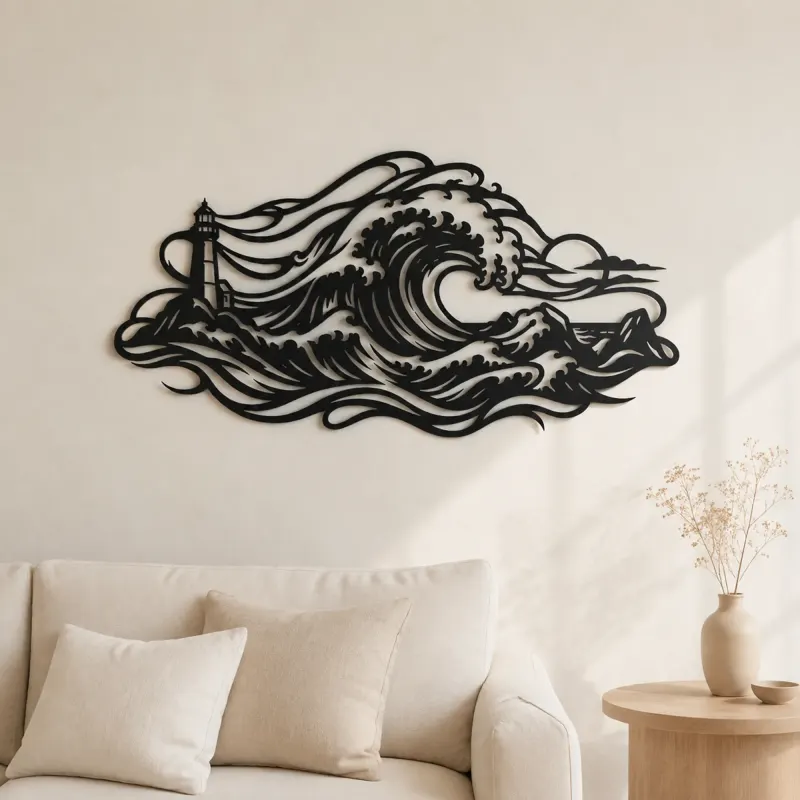 Cartel de metal de cresta de ola de tormenta | Decoración costera y náutica