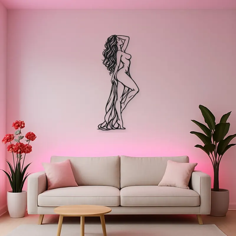 Confident Side Profile Metal Wall Art | Minimalist Woman Line Art