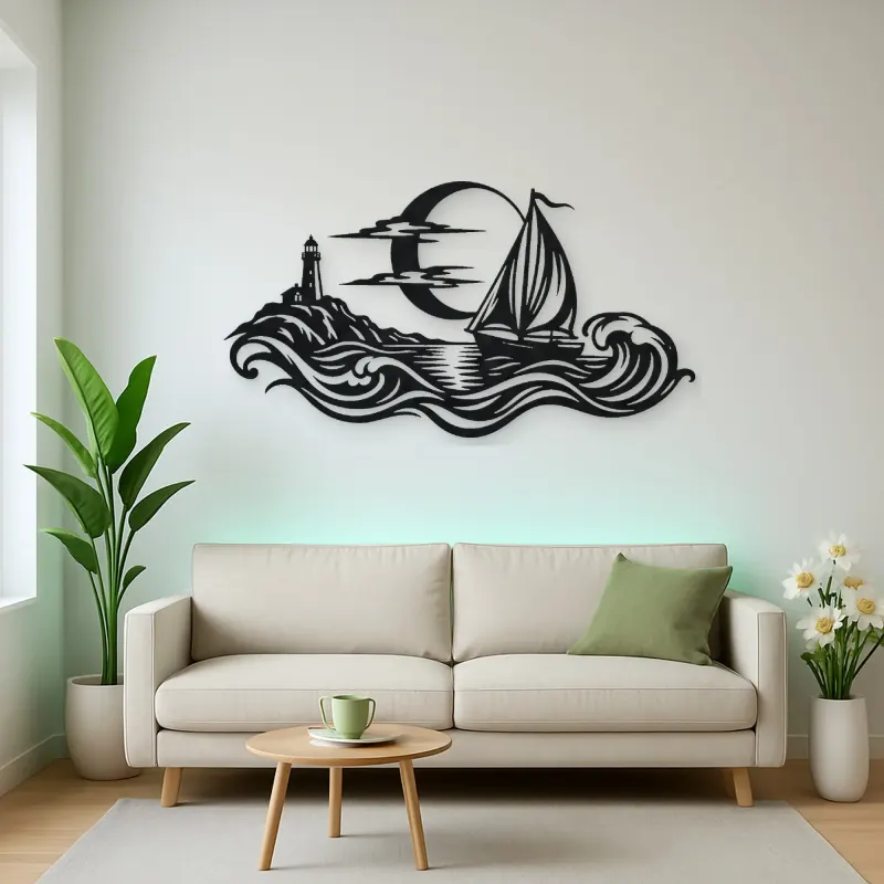Moonlit Boat Metal Wall Art | Coastal and Nautical Wall Decor