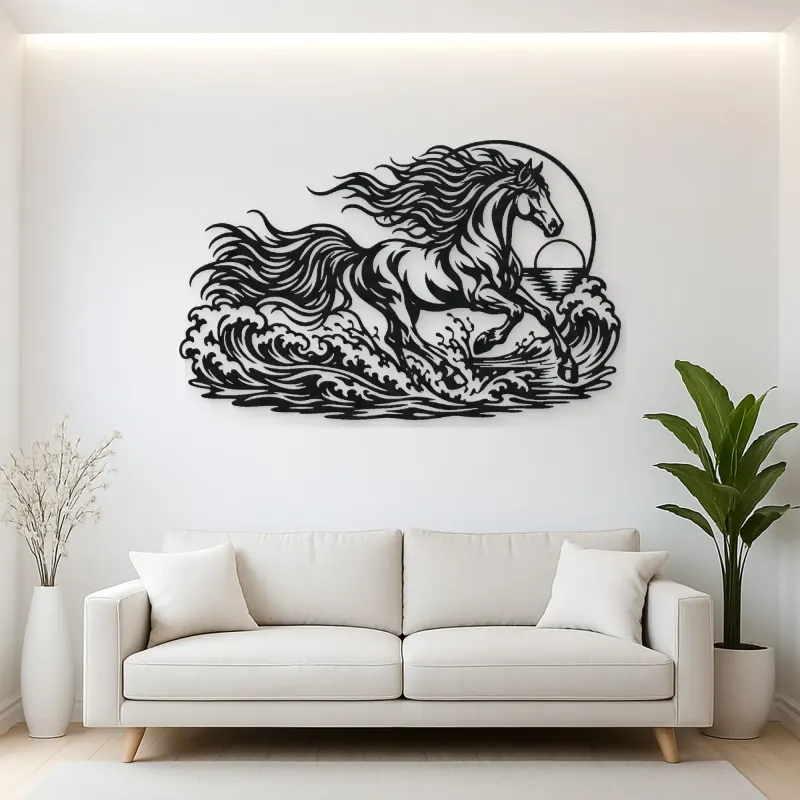 Horse Ocean Gallop Metal Wall Art | Equestrian Wall Decor