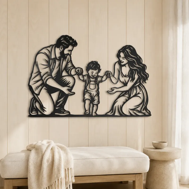 Baby First Steps Metal Wall Art | Family Silhouette Decor - lifestyle view 5