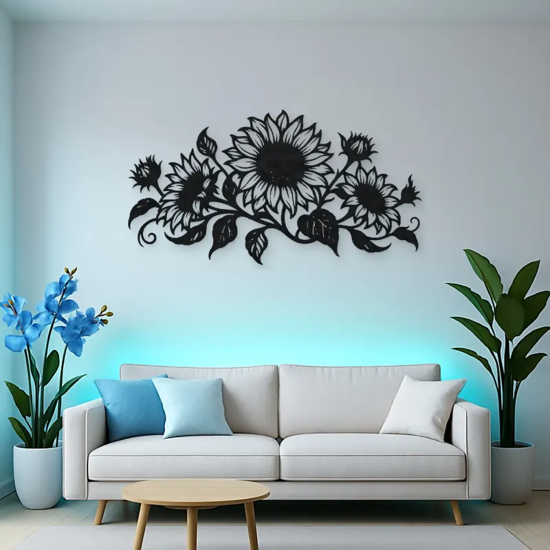 Sunflower Horizon Metal Wall Art | Botanical Metal Wall Decor