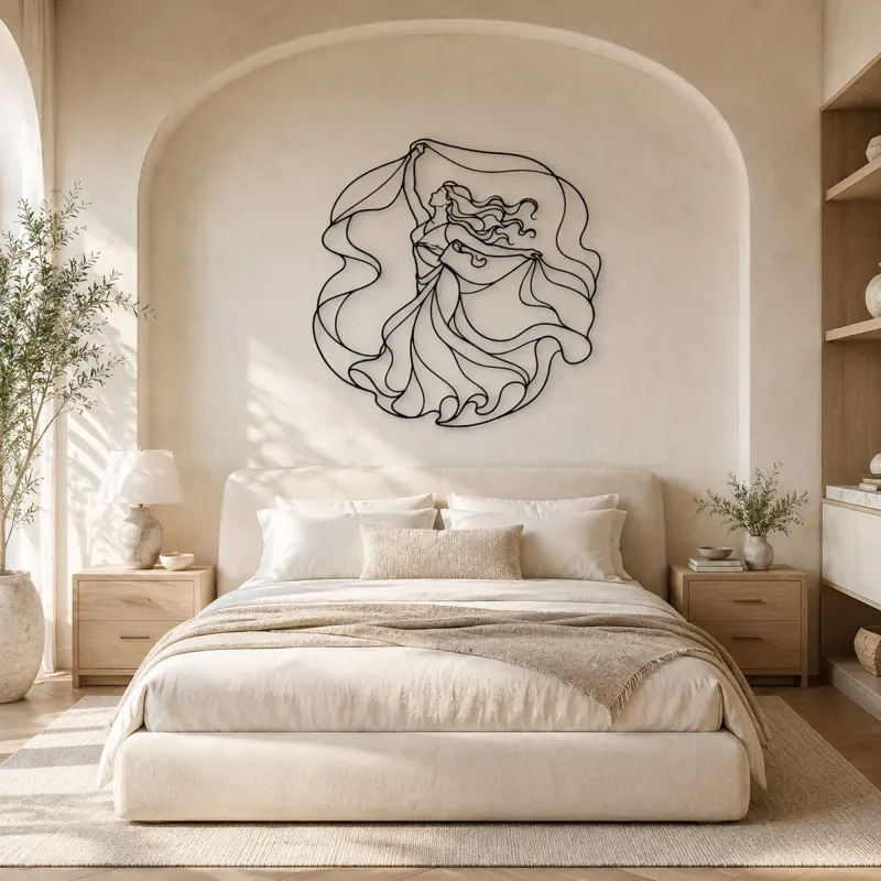 Oriental Dance Veil Metal Wall Art | Dance Silhouette Wall Decor - lifestyle view 2