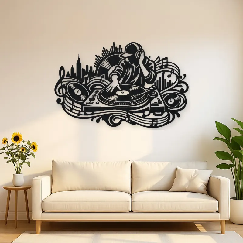 Turntable Groove Metal Wall Art | Music Room Wall Decor