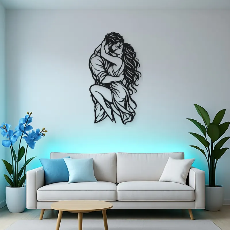 Wrapped in Arms Metal Wall Art | Romantic Couple Decor