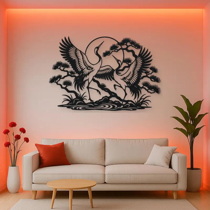 Crane Dance Metal Wall Art | Wildlife Silhouette Decor