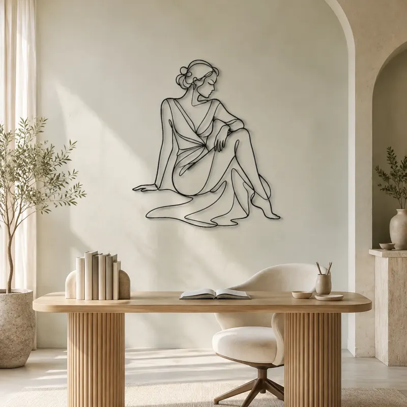 Seated Evening Muse Metal Wall Art | Fashion Figure Wall Decor - lifestyle view 4