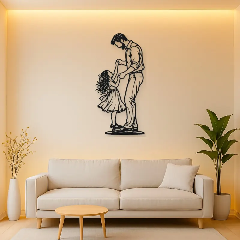 Father Daughter Dance Metal Wall Art | Family Silhouette Decor