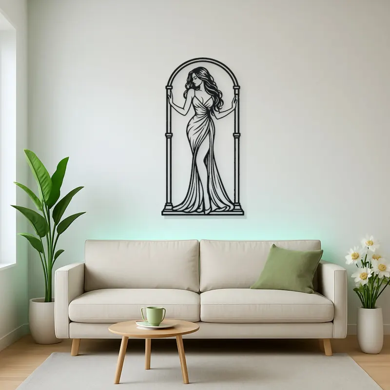 Woman in Arch Metal Wall Art | Minimalist Woman Line Art
