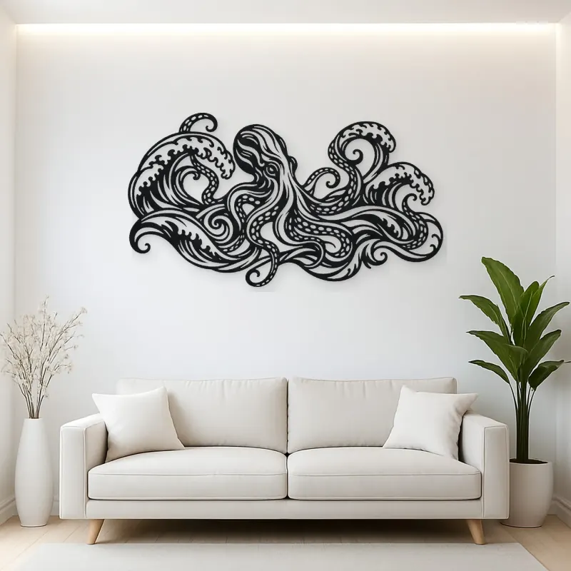 Octopus Flow Metal Wall Art | Coastal and Nautical Wall Decor