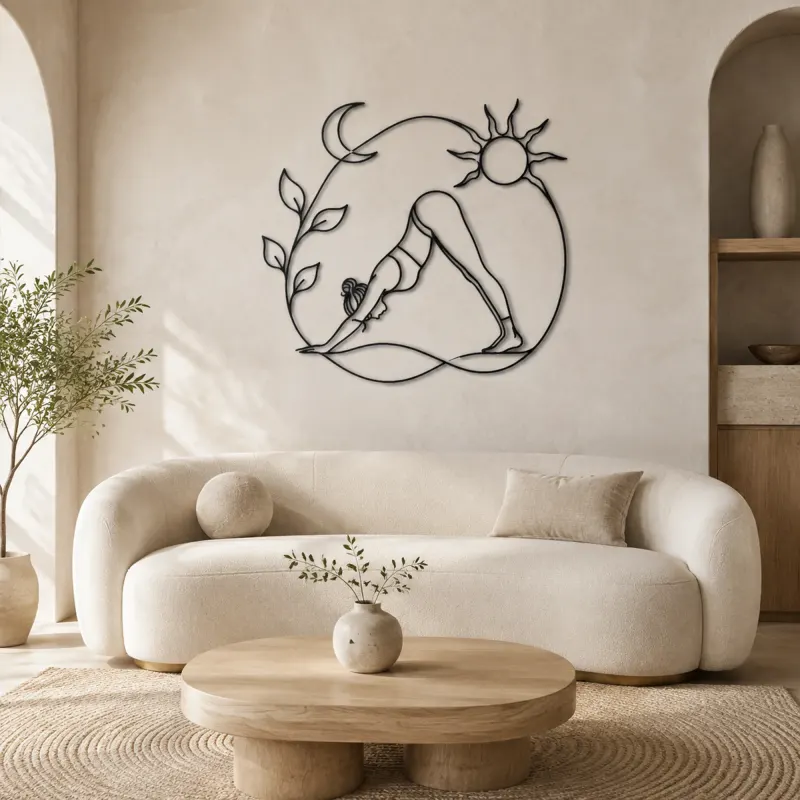 Downward Dog Line Metal Wall Art | Yoga and Meditation Wall Decor - lifestyle view 3