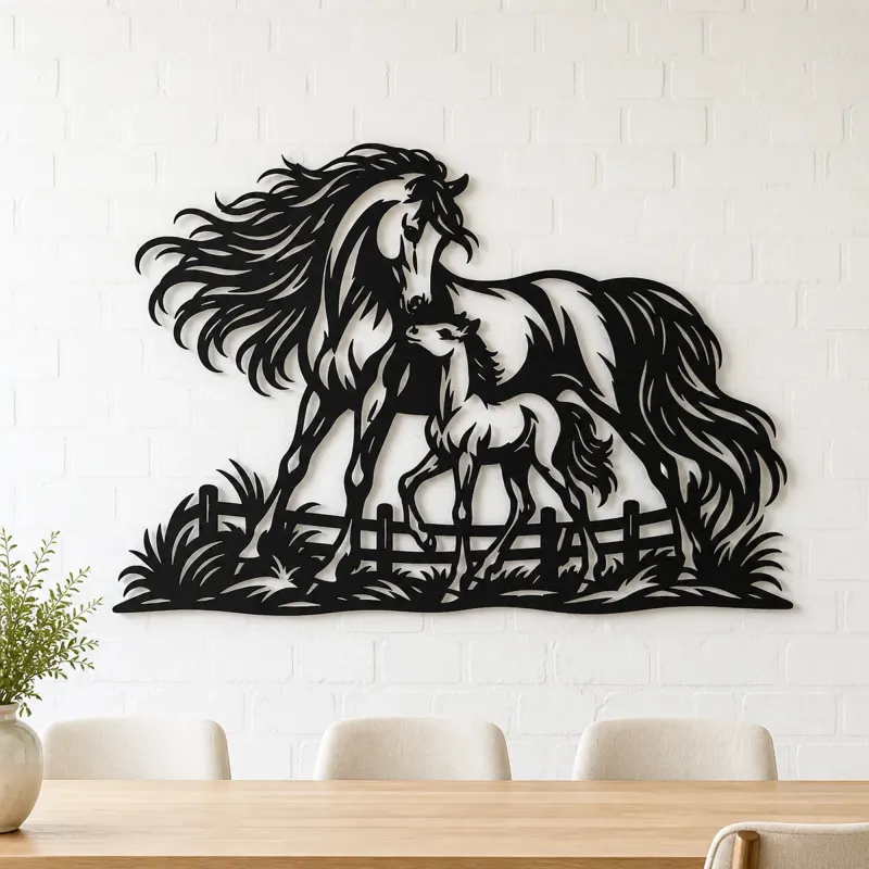 Mare and Foal Metal Wall Art | Equestrian Wall Decor - lifestyle view 4