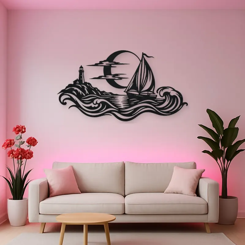 Moonlit Boat Metal Wall Art | Coastal and Nautical Wall Decor