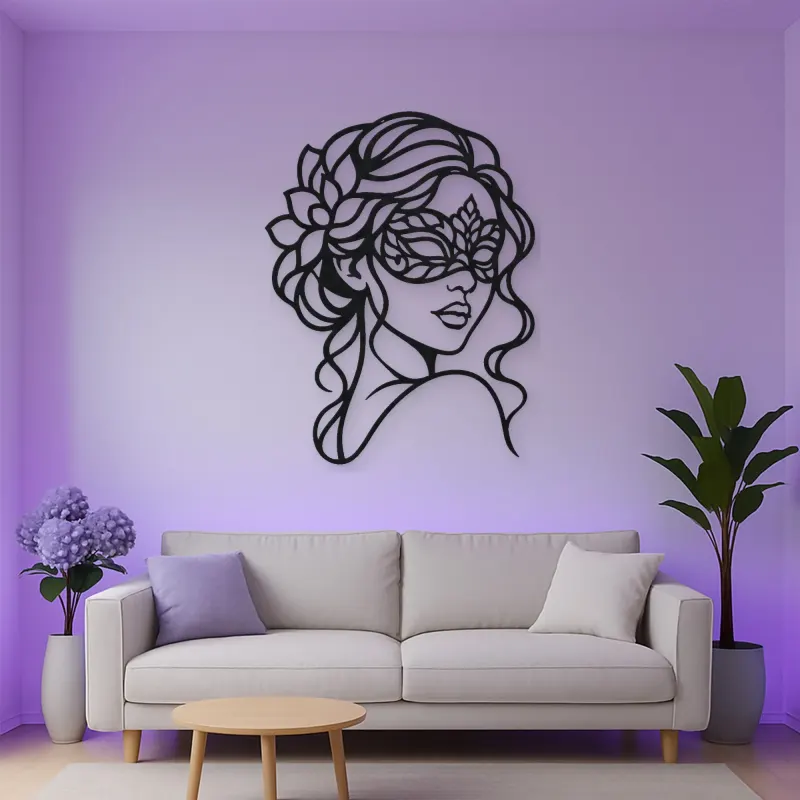 Masked Muse Metal Wall Art | Minimalist Woman Line Art