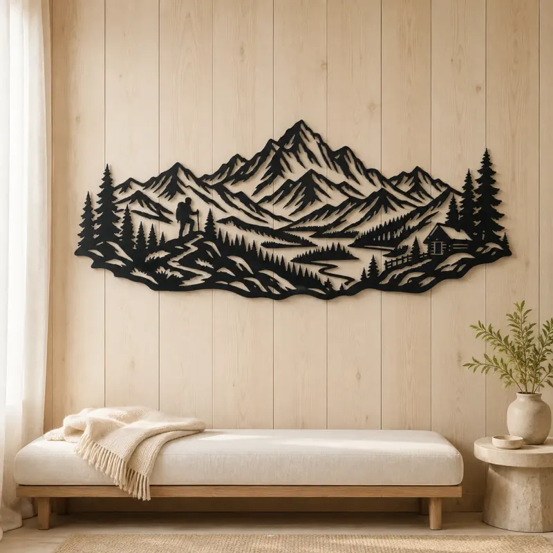 Wild Summit Trail Metal Wall Art | Nature Silhouette Decor - lifestyle view 5