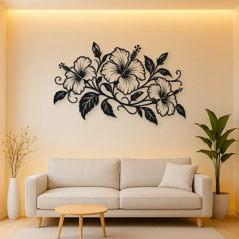 Hibiscus Flow Metal Wall Art | Botanical Metal Wall Decor