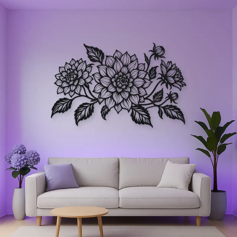 Dahlia Bloom Metal Wall Art | Botanical Metal Wall Decor