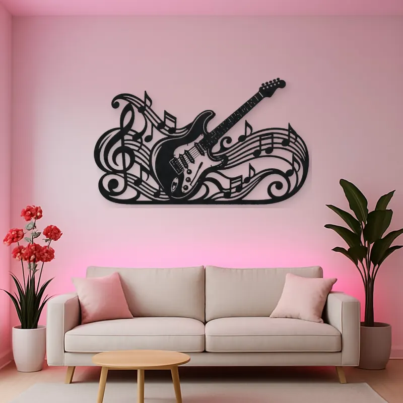 Guitar Melody Flow Metal Wall Art | Music Room Wall Decor