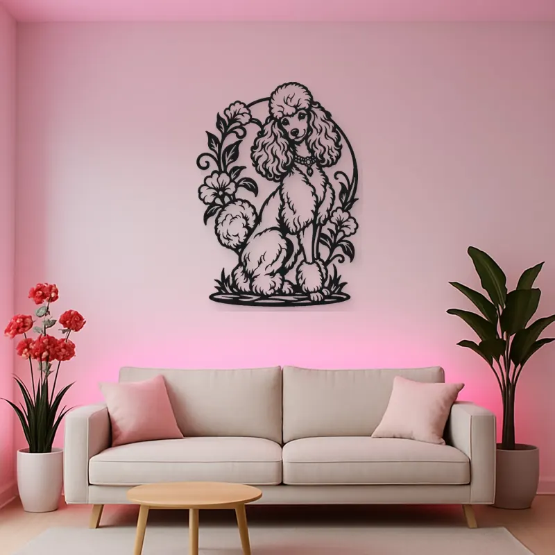 Poodle Elegant Pose Metal Wall Art | Pet Lover Silhouette Decor