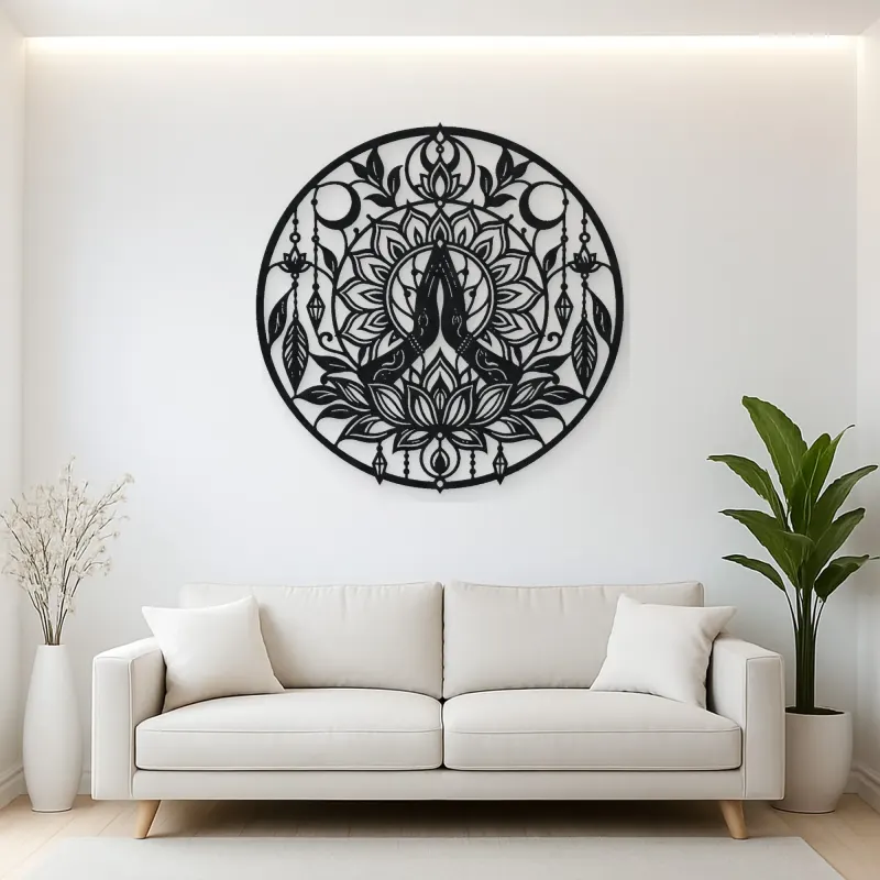 Meditation Hands Lotus Metal Wall Art | Movement Silhouette Decor