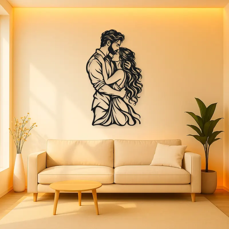 Tender Forehead Kiss Metal Wall Art | Romantic Couple Decor