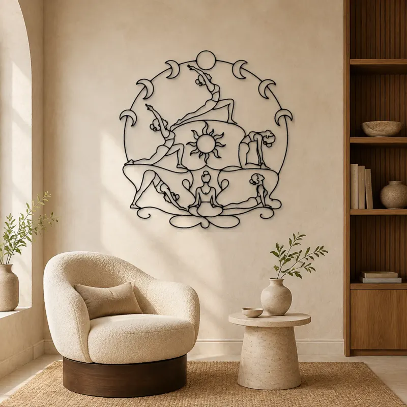 Yoga Moon Sequence Metal Wall Art | Yoga and Meditation Wall Decor - lifestyle view 5