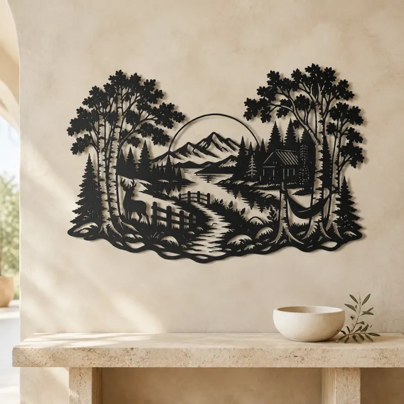 Birch Tree Path Metal Wall Art | Botanical Metal Wall Decor - lifestyle view 3