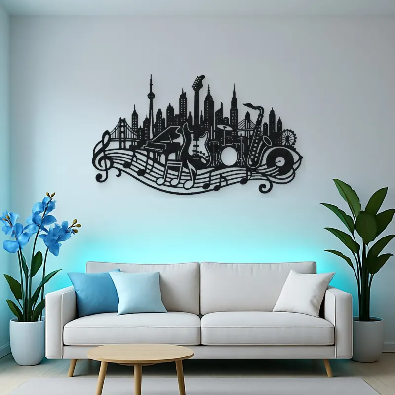 Musical City Skyline Metal Wall Art | Travel and City Wall Decor
