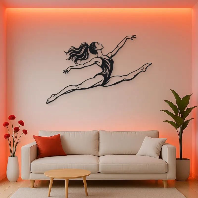 Gymnastics Split Leap Metal Wall Art | Movement Silhouette Decor