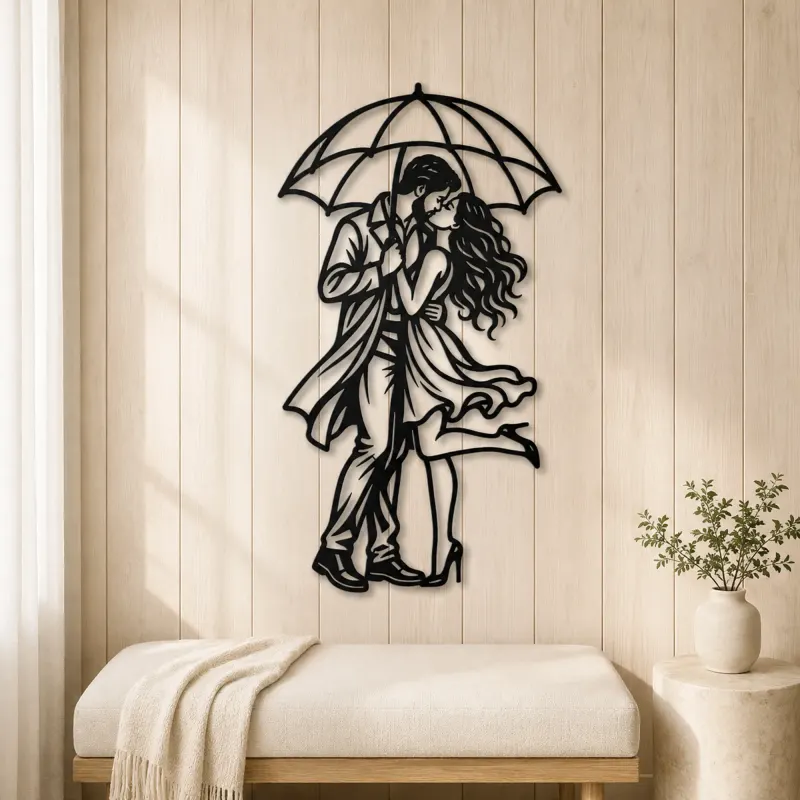 Under One Umbrella Metal Wall Art | Romantic Couple Decor - lifestyle view 5