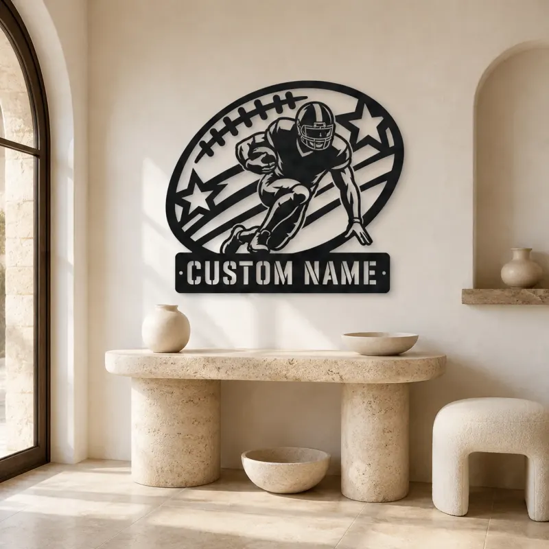 Personalized Running Back Stars and Stripes Metal Wall Art - lifestyle view 3