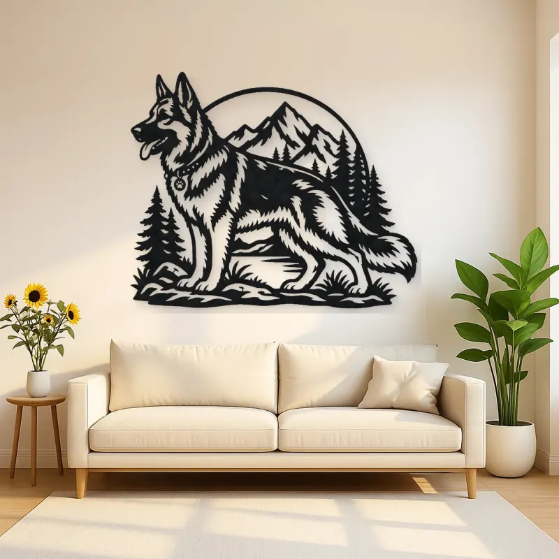 German Shepherd Profile Metal Wall Art | Pet Lover Silhouette Decor