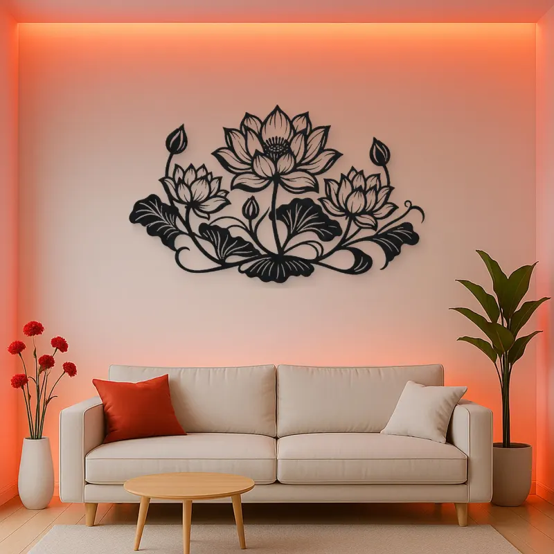 Lotus Bloom Balance Metal Wall Art | Botanical Metal Wall Decor